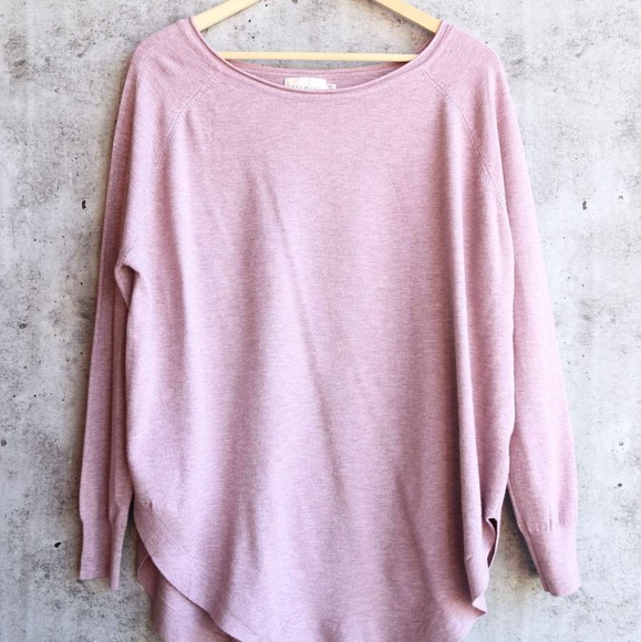 Dreamers Sweaters - Soft Dusty Lilac Shirttail Hem Sweater